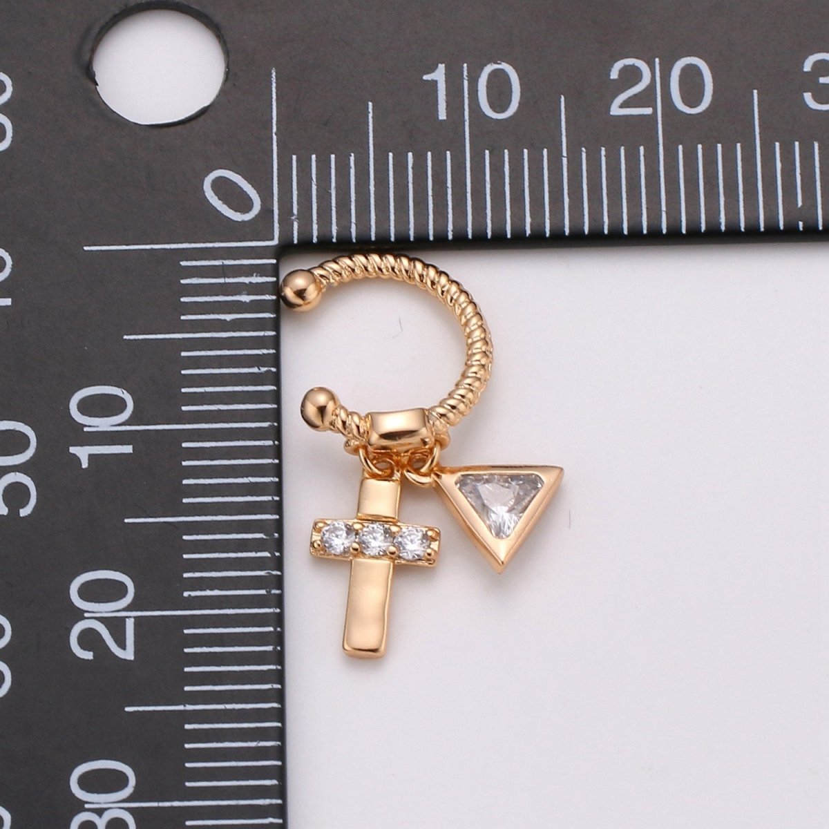 Dainty Cross Gold ear cuff, Cubic ear cuff, cz gold ear cuff, CZ ear cuff gold, Non pierced ear cuff, Conch ear cuff, cz gold wrap earring AI-126 - DLUXCA