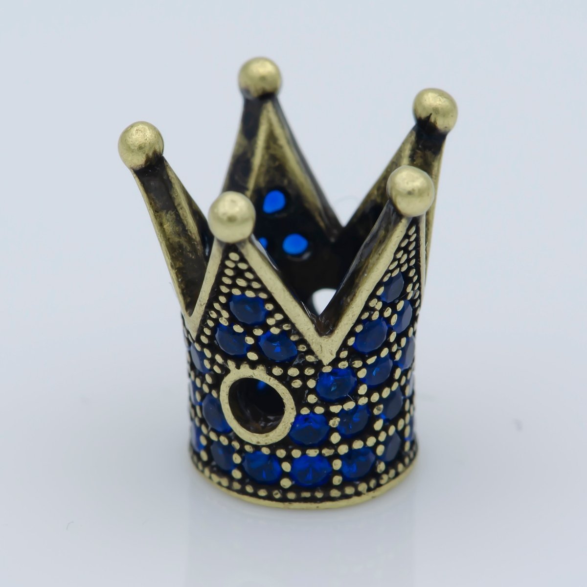 Dainty Crown Bead Spacer CZ Blue Crystal Small Simple King Crown Model Jewelry Making Beads B-579, B-580 - DLUXCA