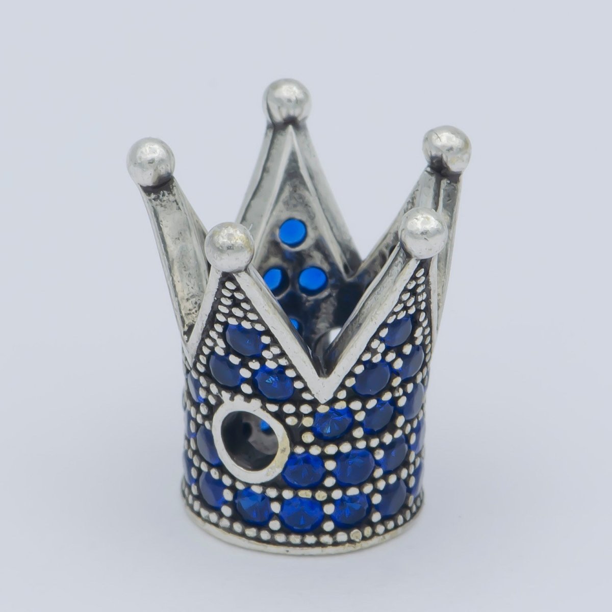 Dainty Crown Bead Spacer CZ Blue Crystal Small Simple King Crown Model Jewelry Making Beads B-579, B-580 - DLUXCA