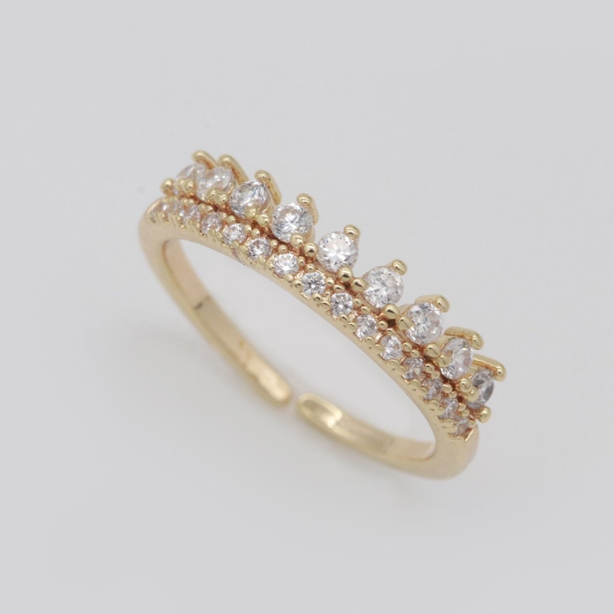 Dainty Crown Marquise Ring Adjustable Gold Band Minimalist Jewelry S-224 - DLUXCA