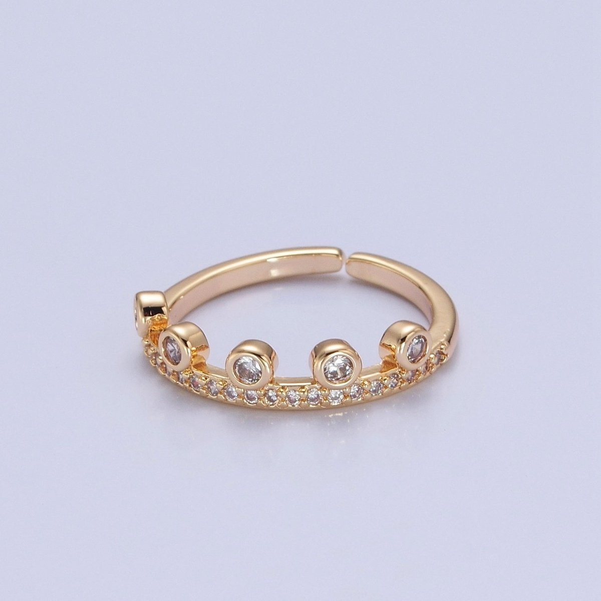 Dainty Crown Ring Micro Pave Ring Minimalist Jewelry O-751 - DLUXCA