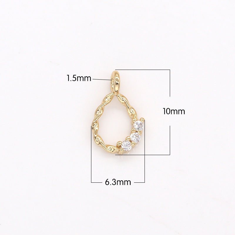 Dainty Crystal Beads Spiral Teardrop Charm CZ Mini Cry Joy Teardrop Charm Pendant GP-316 - DLUXCA