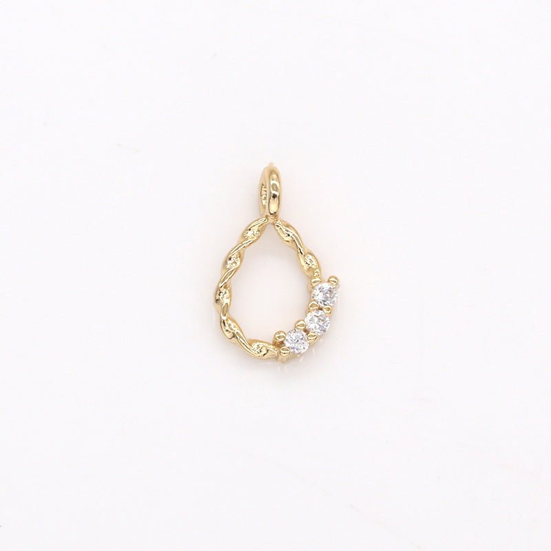 Dainty Crystal Beads Spiral Teardrop Charm CZ Mini Cry Joy Teardrop Charm Pendant GP-316 - DLUXCA