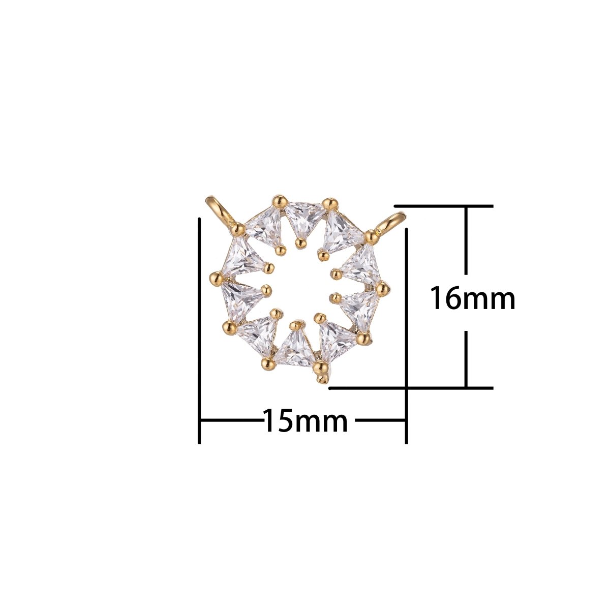 Dainty Crystal Flower Bracelet Connector, Gorgeous Micro Pave CZ Charm, Triangle Floral Cute Star Sun Necklace Pendant for Jewelry Making F-742 - DLUXCA