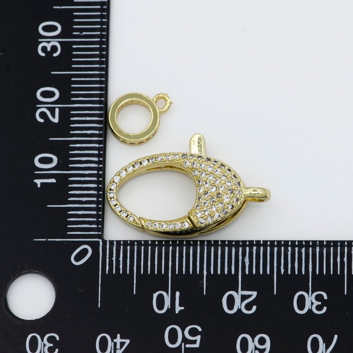 Dainty Crystal Gold Filled Oval Lobster Clasp with Jump Ring L-315 - DLUXCA