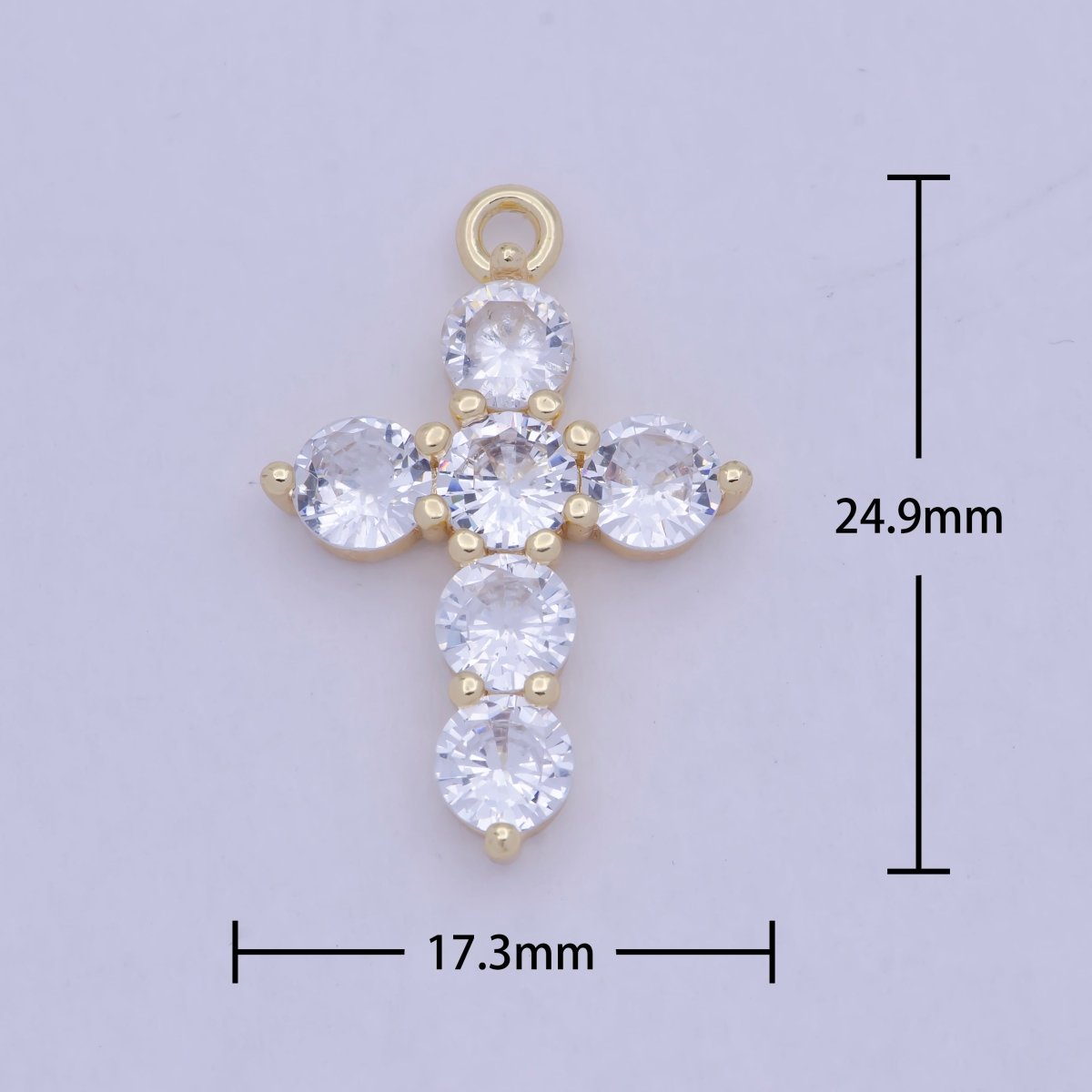 Dainty Cubic Cross Pendant, 14K Gold Filled Charm E-776 - DLUXCA