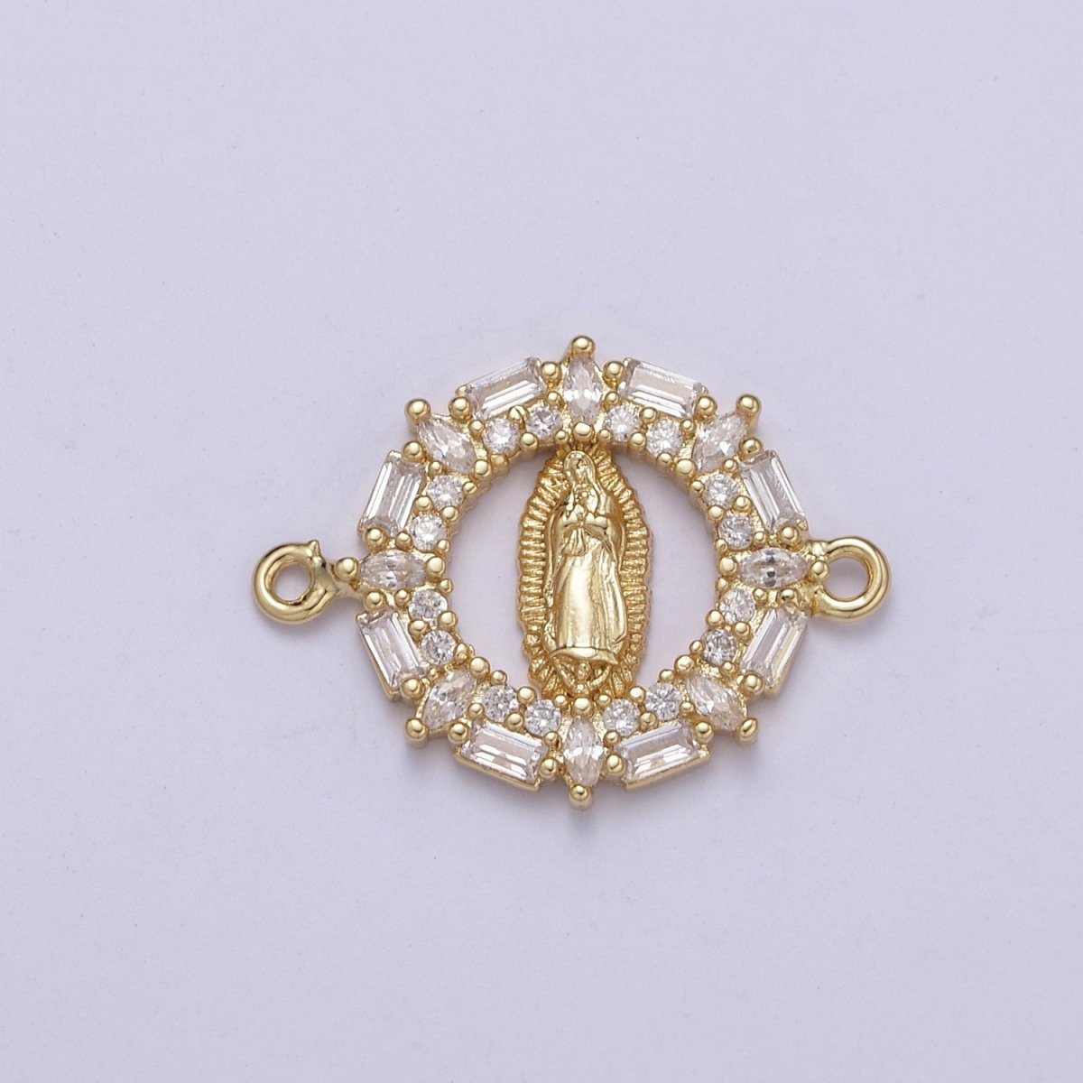 Dainty Cubic Lady Guadalupe Charm Connector for Bracelet F-434 - DLUXCA