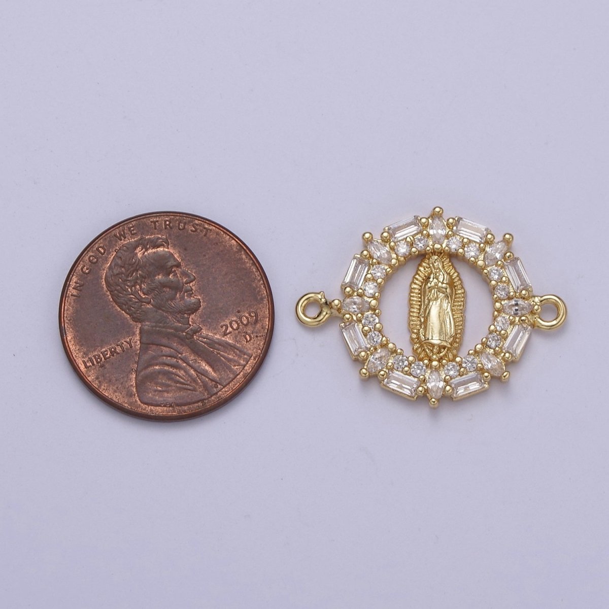 Dainty Cubic Lady Guadalupe Charm Connector for Bracelet F-434 - DLUXCA