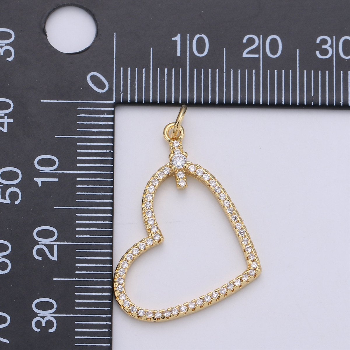 Dainty Cubic Micro Pave Hanging Heart Pendant Love Charm for Necklace Earring Bracelet Component C-736 - DLUXCA