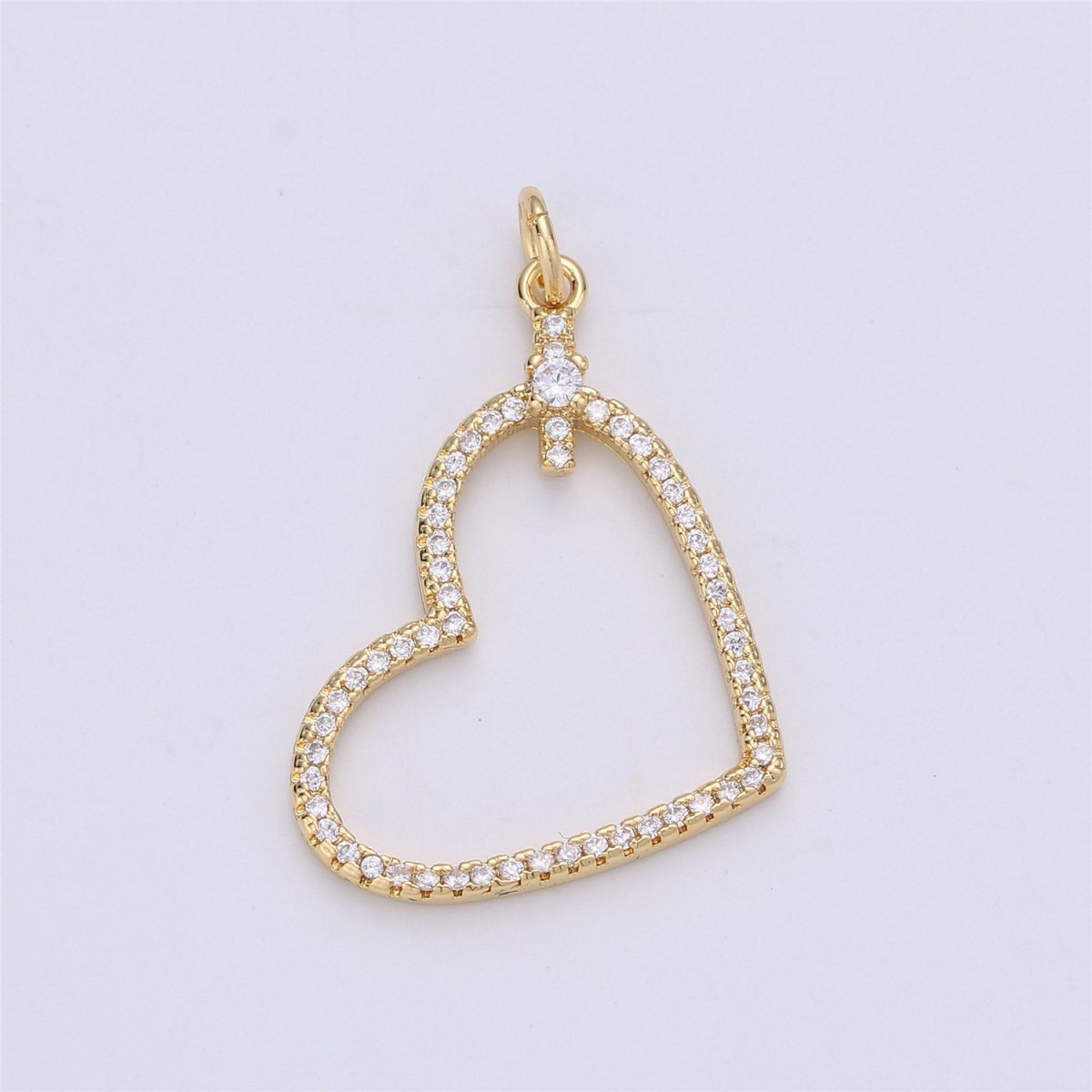 Dainty Cubic Micro Pave Hanging Heart Pendant Love Charm for Necklace Earring Bracelet Component C-736 - DLUXCA
