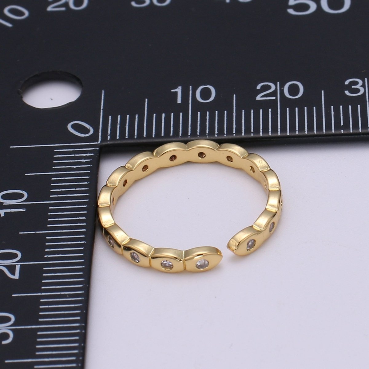 Dainty Cubic Mini Ring Simple Gold Charm, CZ Ring, Open Adjustable ring O-291 - DLUXCA