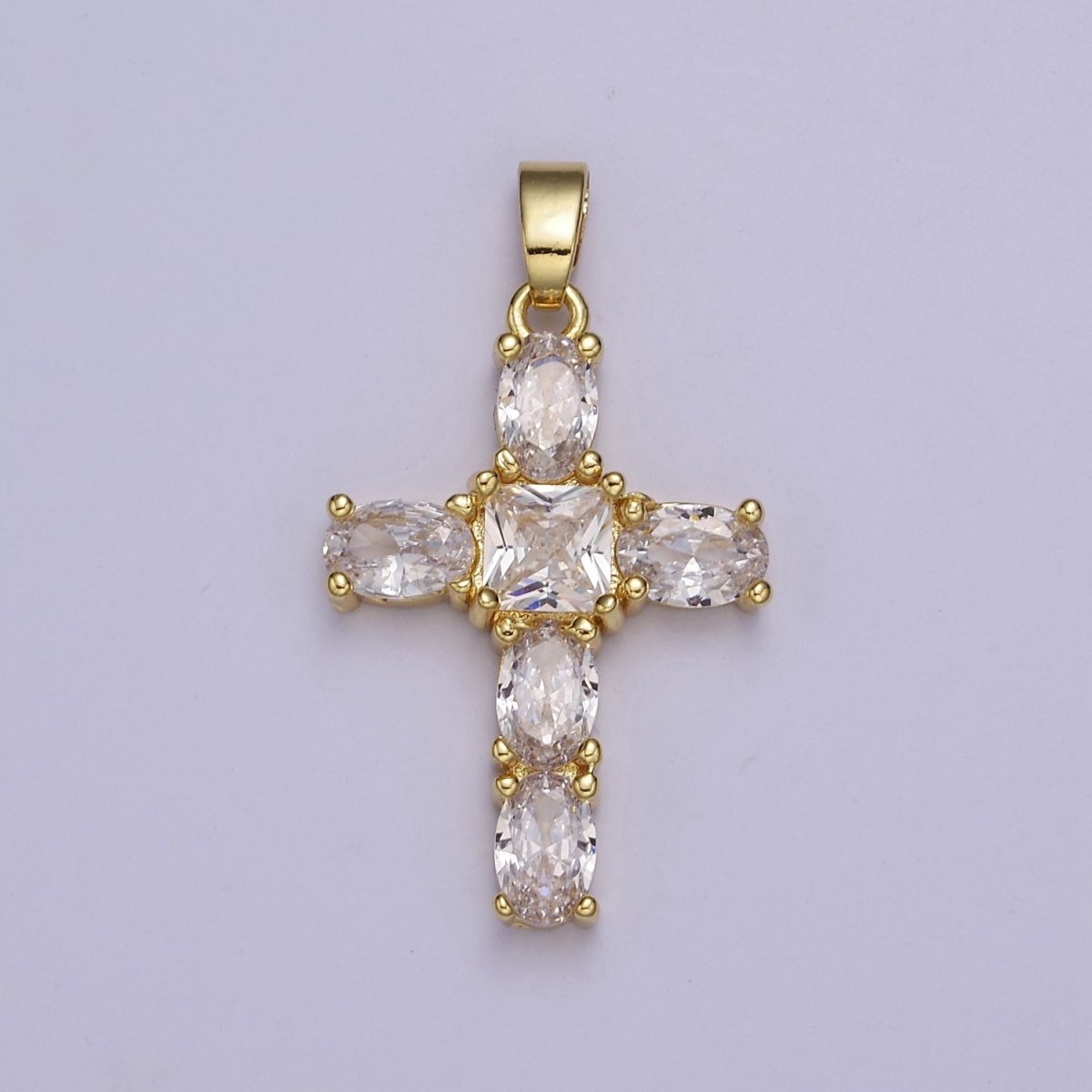 Dainty Cubic Zirconia Cross Pendant Gold Cross Charm J-539 - DLUXCA