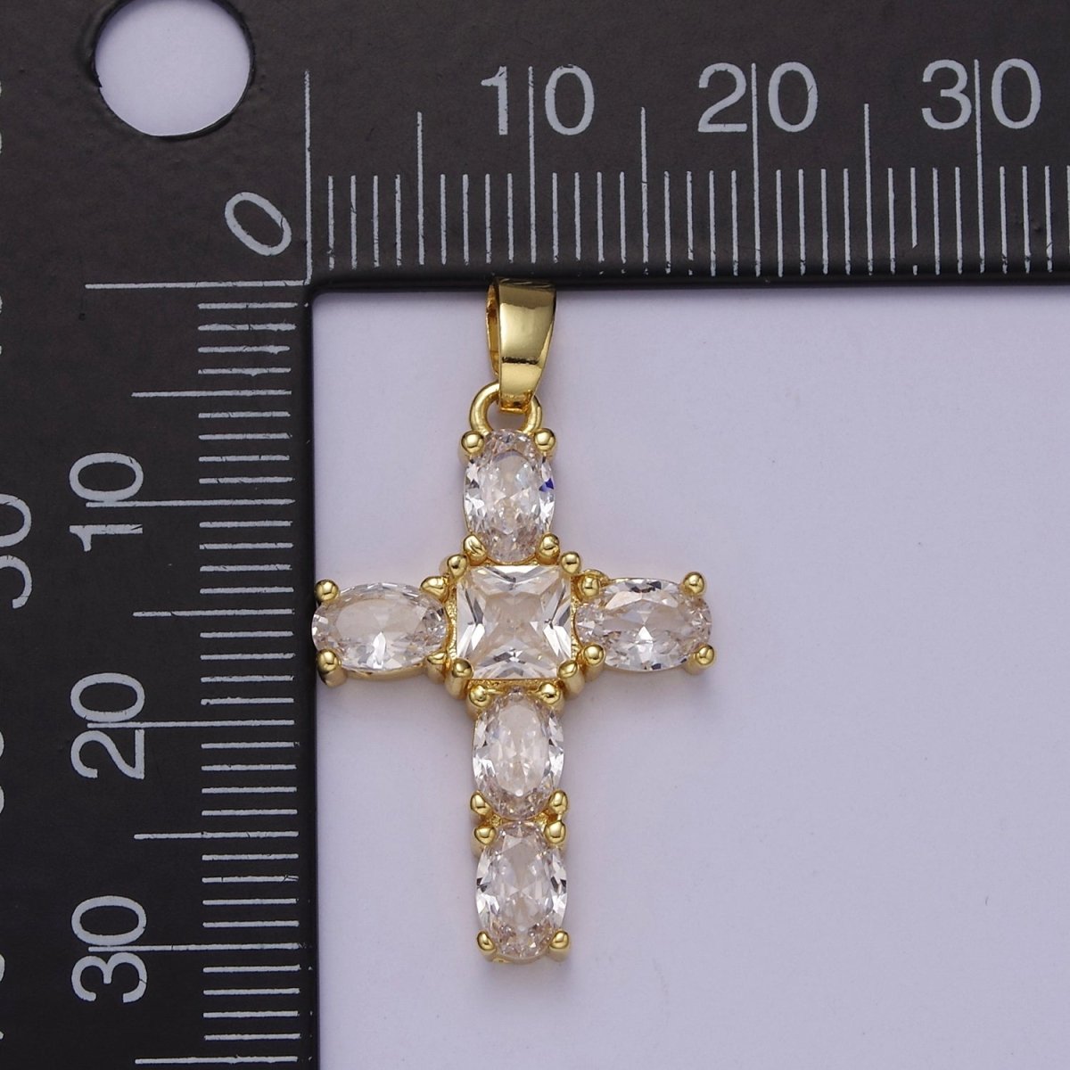 Dainty Cubic Zirconia Cross Pendant Gold Cross Charm J-539 - DLUXCA