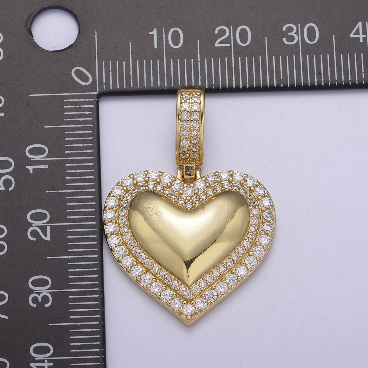 Dainty Cubic Zirconia Gold Filled Heart Charm Pendant H-328 - DLUXCA