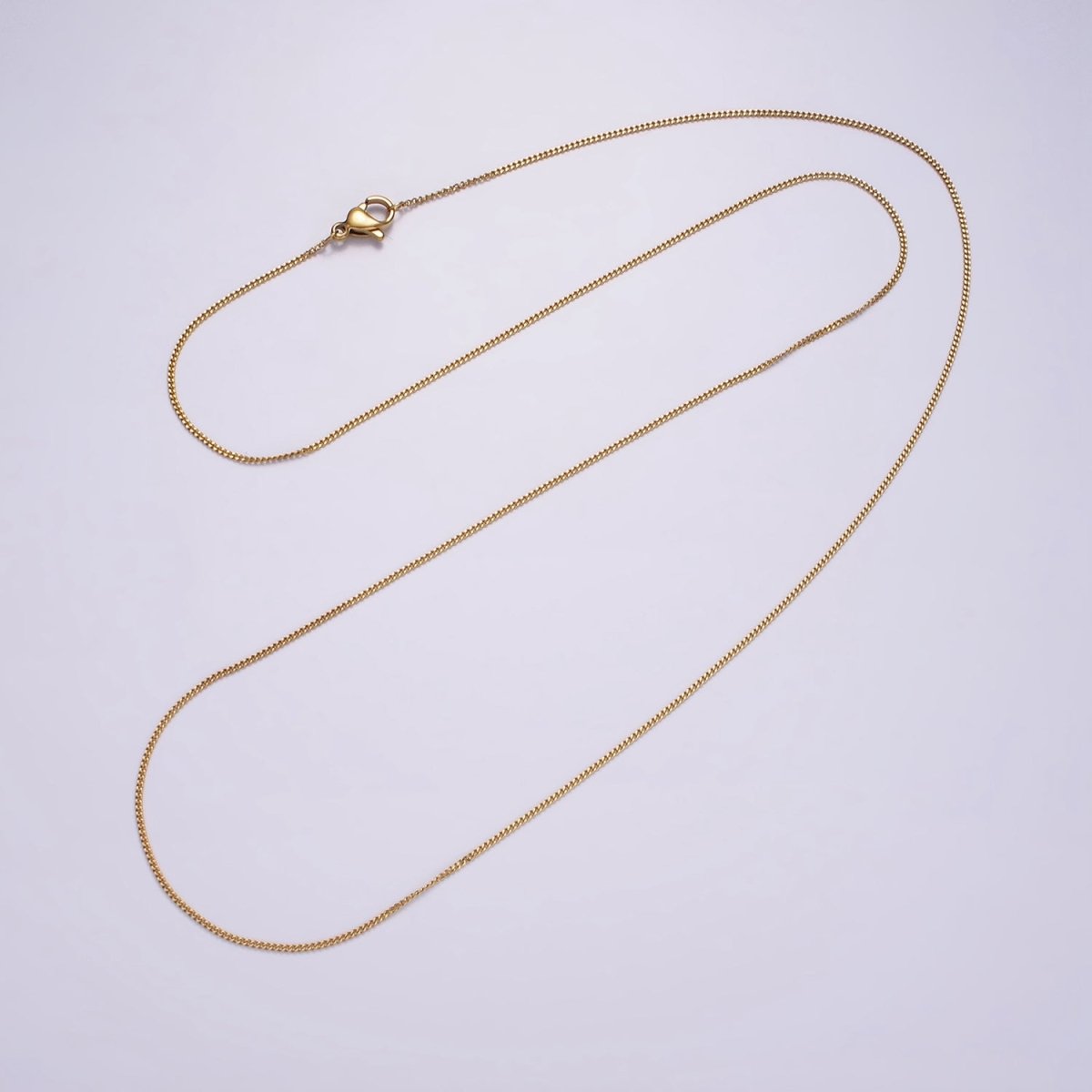 Dainty Curb Chain Necklace Stainless Steel 23.8 inch Necklace in Gold | WA-2360 - DLUXCA