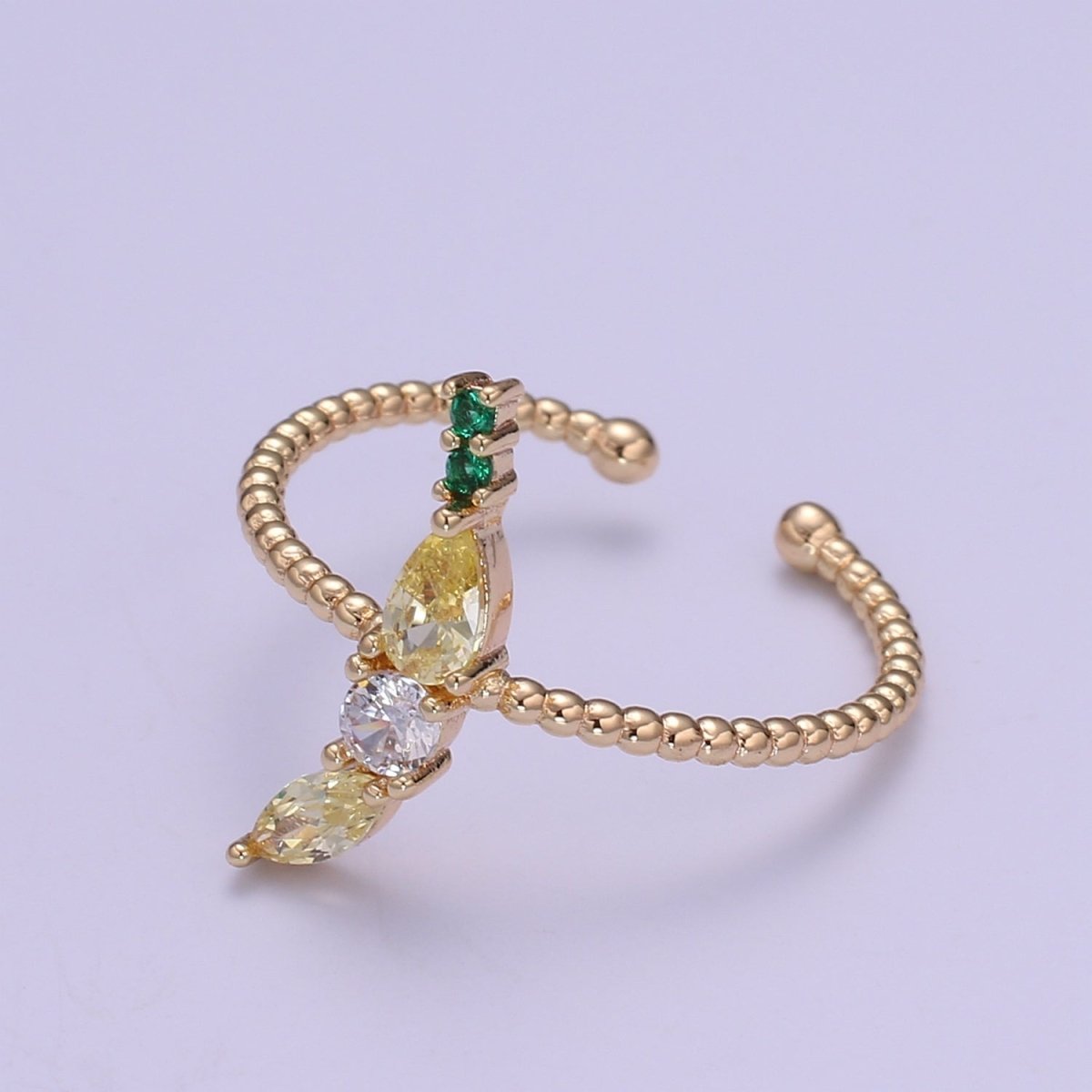 Dainty Cute Banana CZ Bubble Band Adjustable Ring O-324 - DLUXCA