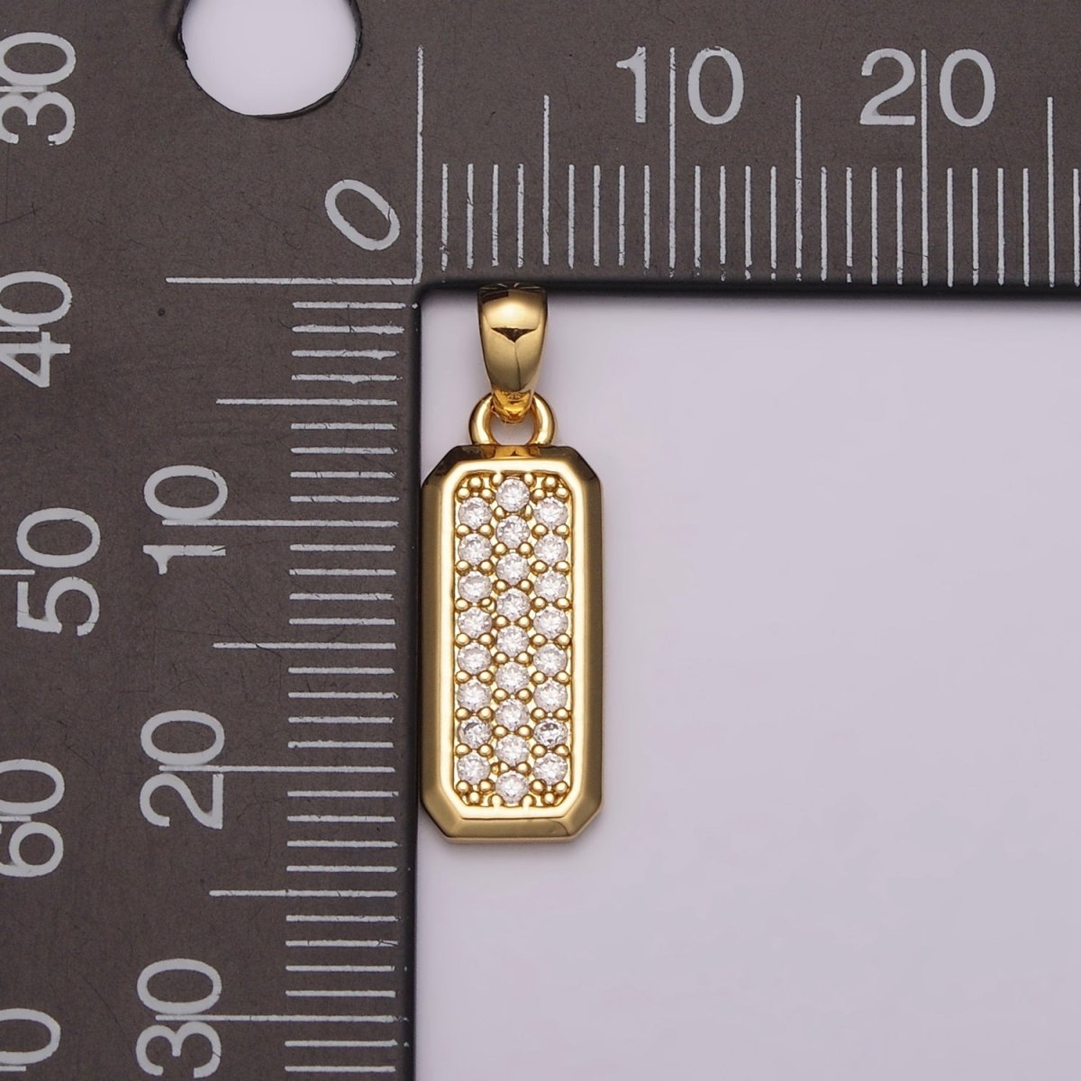 Dainty CZ Bar Pendant 24K Gold Filled Bar Pendant, Silver Bar Micro Pave Dangle Pendants N-1475 N-1476 - DLUXCA