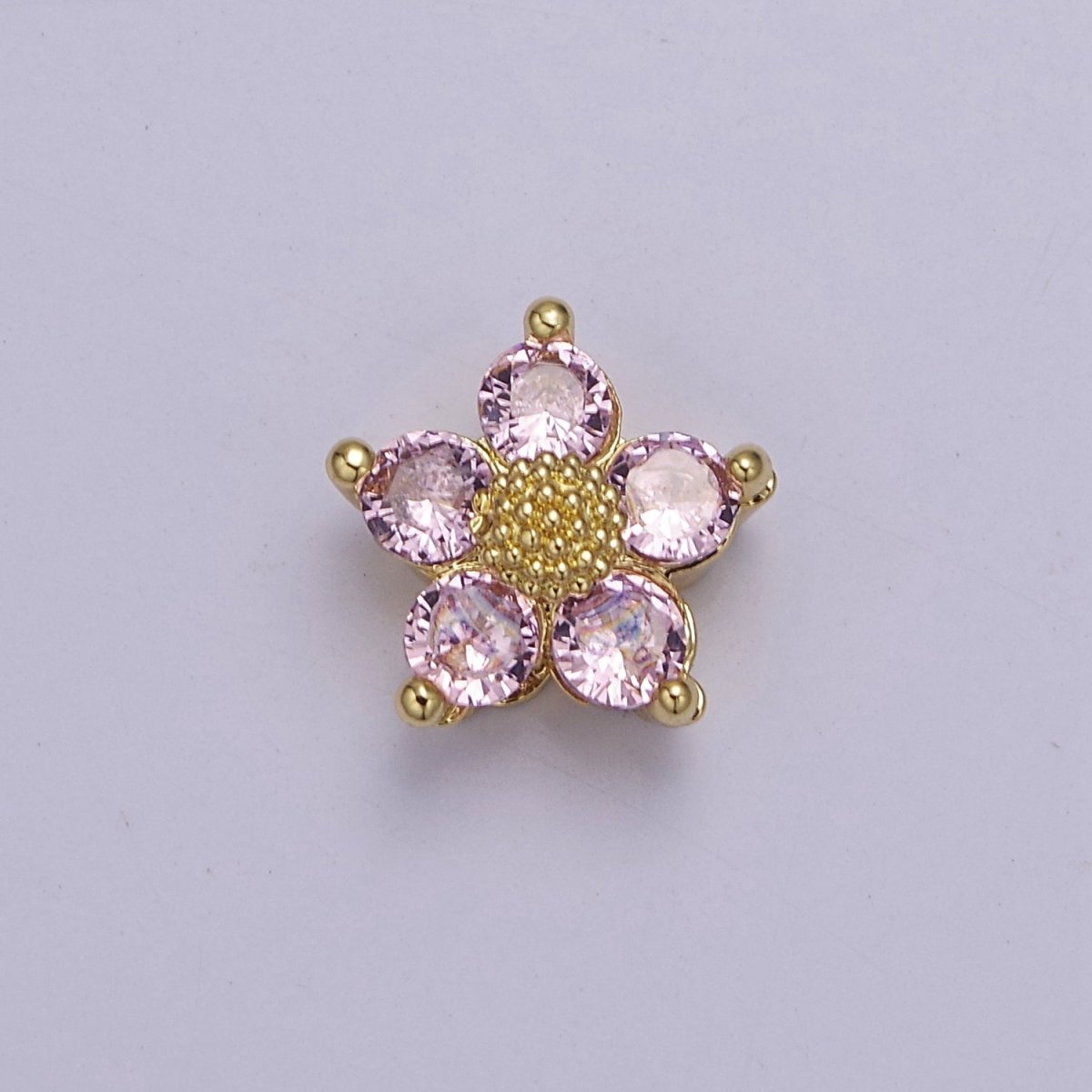 Dainty CZ Flower Spacer Bead, Gold Floral Spacer Beads Pink Clear Purple Green CZ Spacer Beads, Small Daisy Spacers for Bracelet Necklace B-088 B-136 B-171 B-176 B-177 - DLUXCA