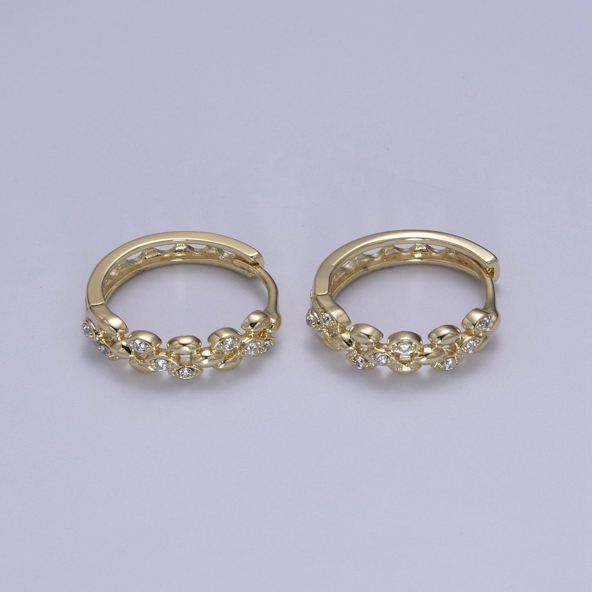 Dainty CZ Hoop Earrings • 14k Filled Gold Dainty Earrings • Huggie Hoops Earrings • 20mm Hoop Earrings • Minimalist Earrings • Gift for Her T-297 - DLUXCA