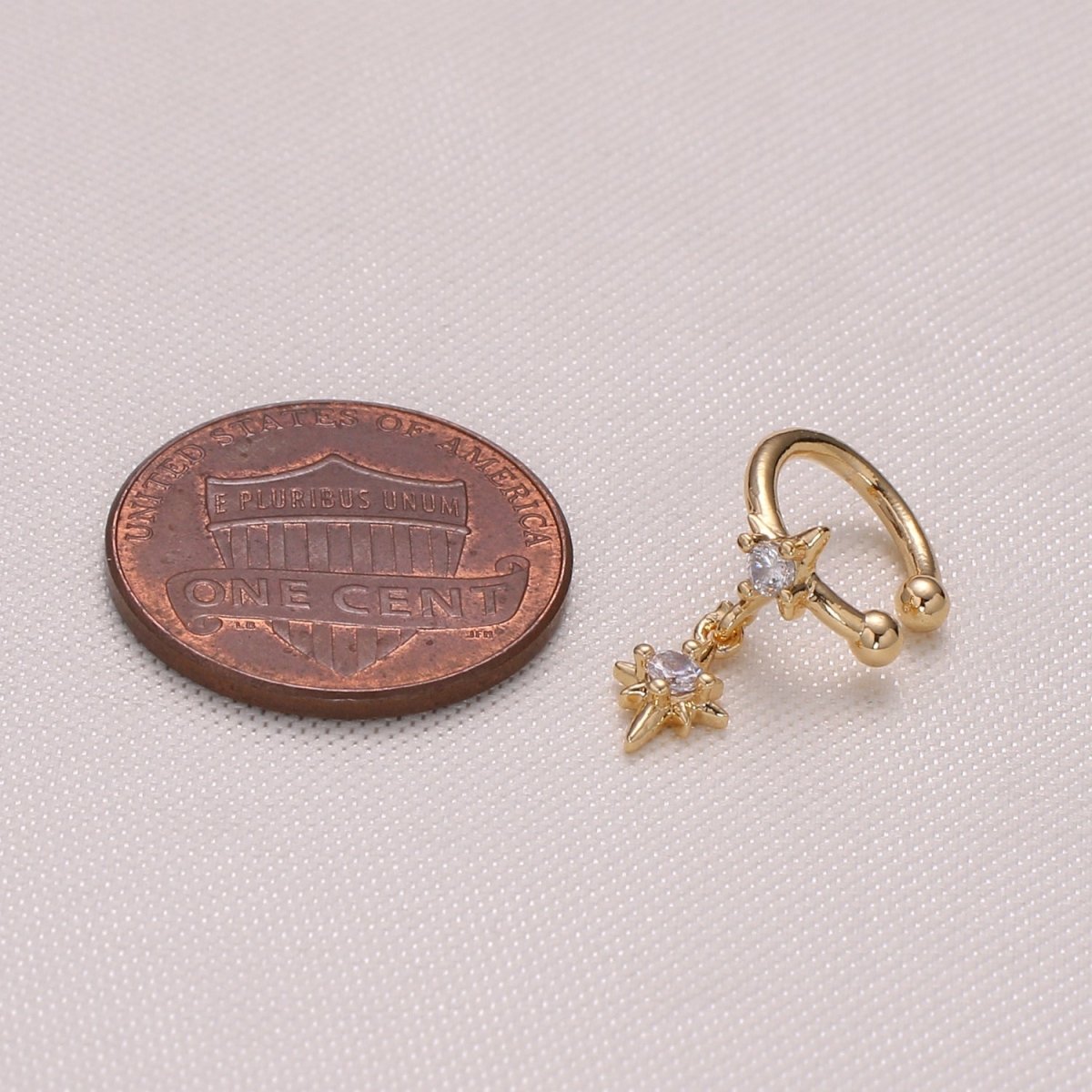 Dainty CZ North Stars Gold Plated Huggies Earring Mini Zirconia Golden Huggies Earring Jewelry GP-995 - DLUXCA