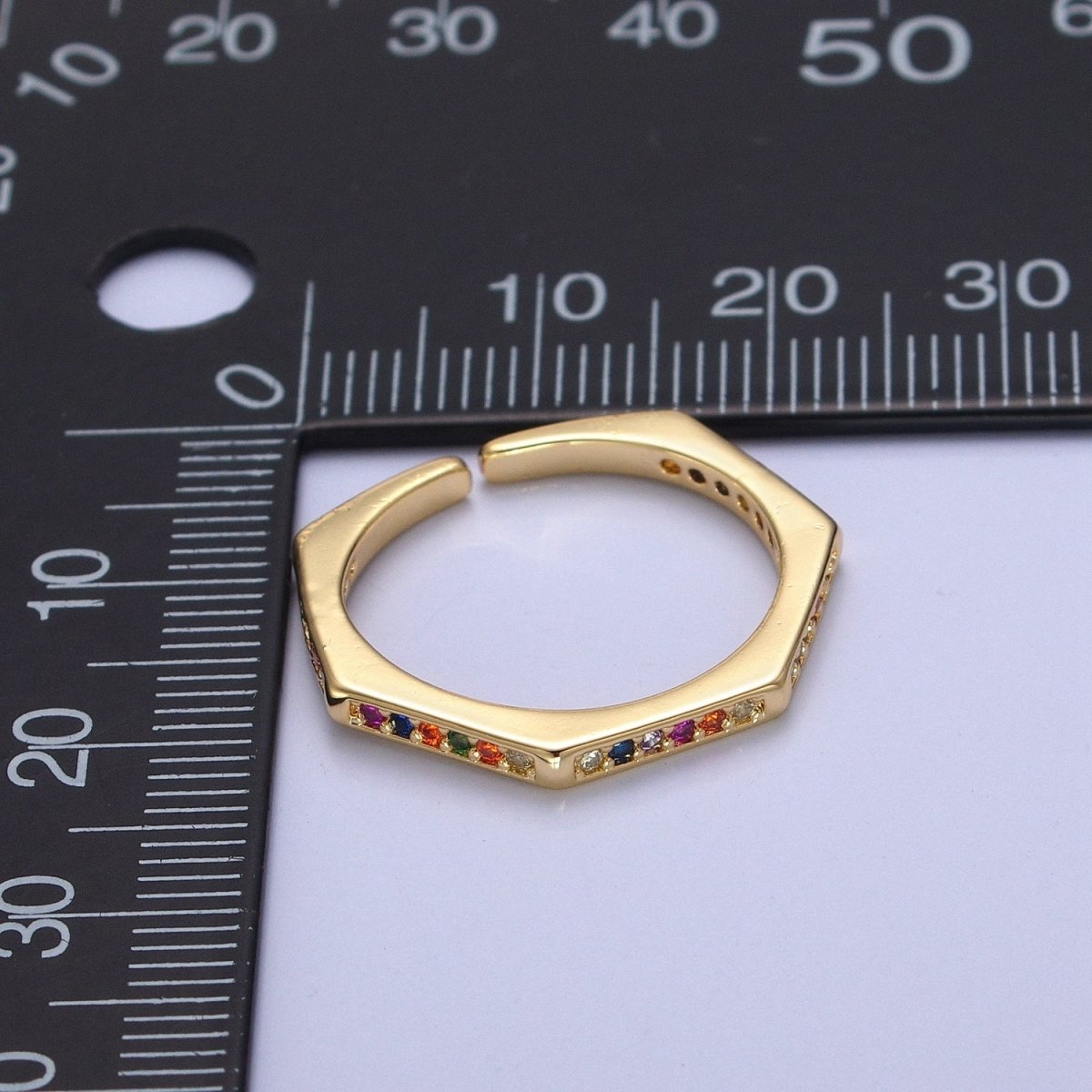 Dainty Cz Octagon Ring, Geometric Ring Dainty Gold Filled Ring, Stacking Ring O-2121 - DLUXCA