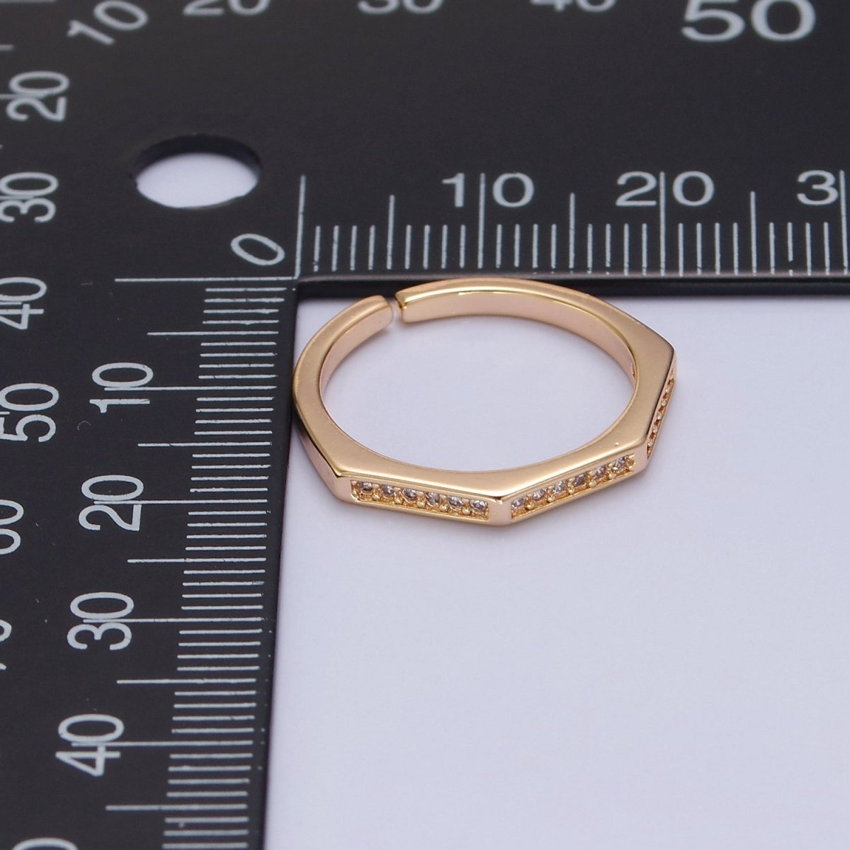 Dainty Cz Octagon Ring, Geometric Ring Dainty Gold Filled Ring, Stacking Ring O-2148 - DLUXCA