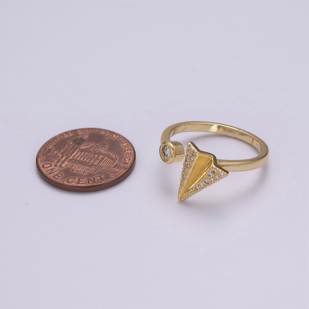 Dainty Cz Paper Plane Ring Round Cuff Ring Open Adjustable Airplane Travel Gold Ring U-161 U-162 - DLUXCA