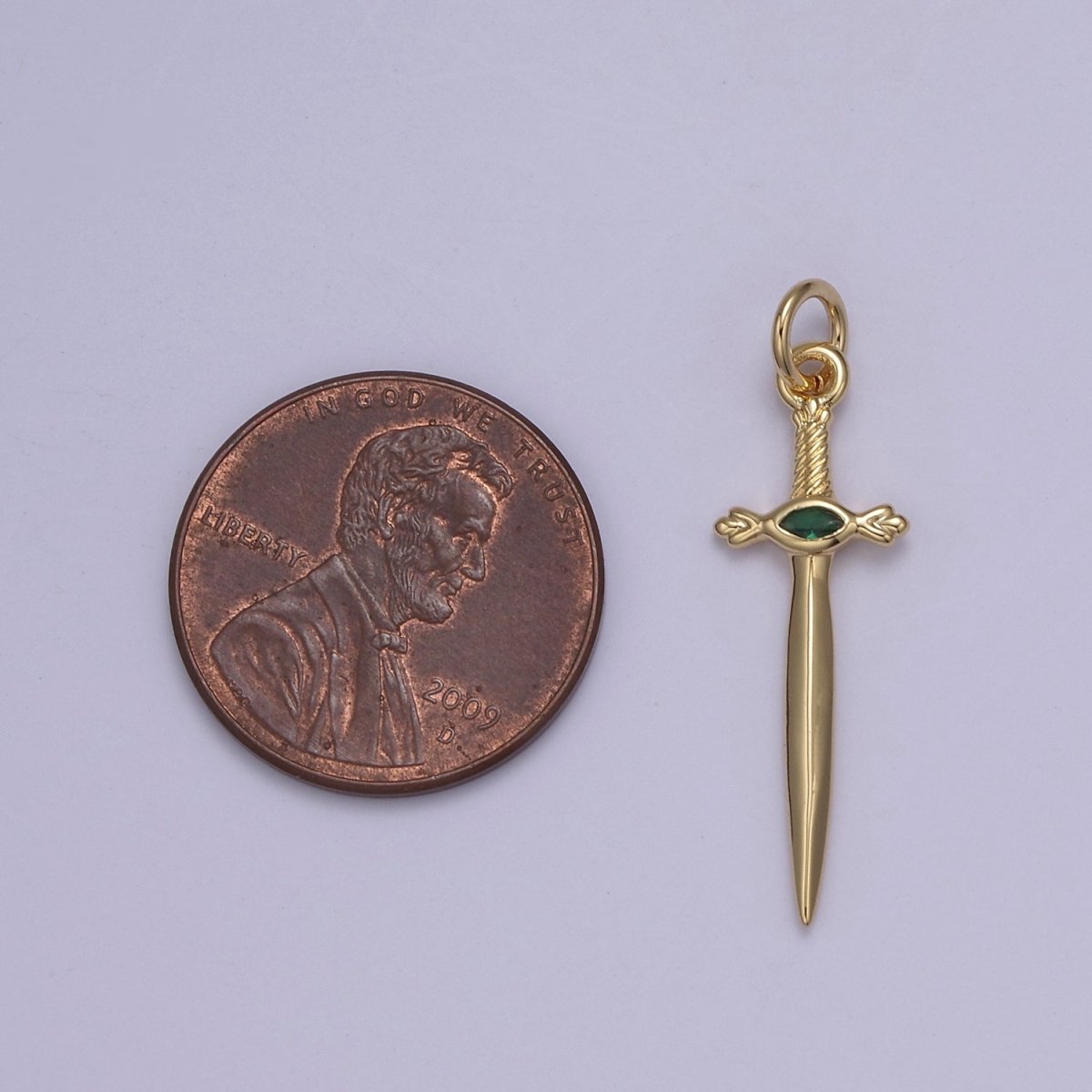 Dainty Dagger Pendant, CZ Sword Knife pendant for Bracelet Earring Necklace 24k Gold Filled Jewelry N-811 - N-814 - DLUXCA