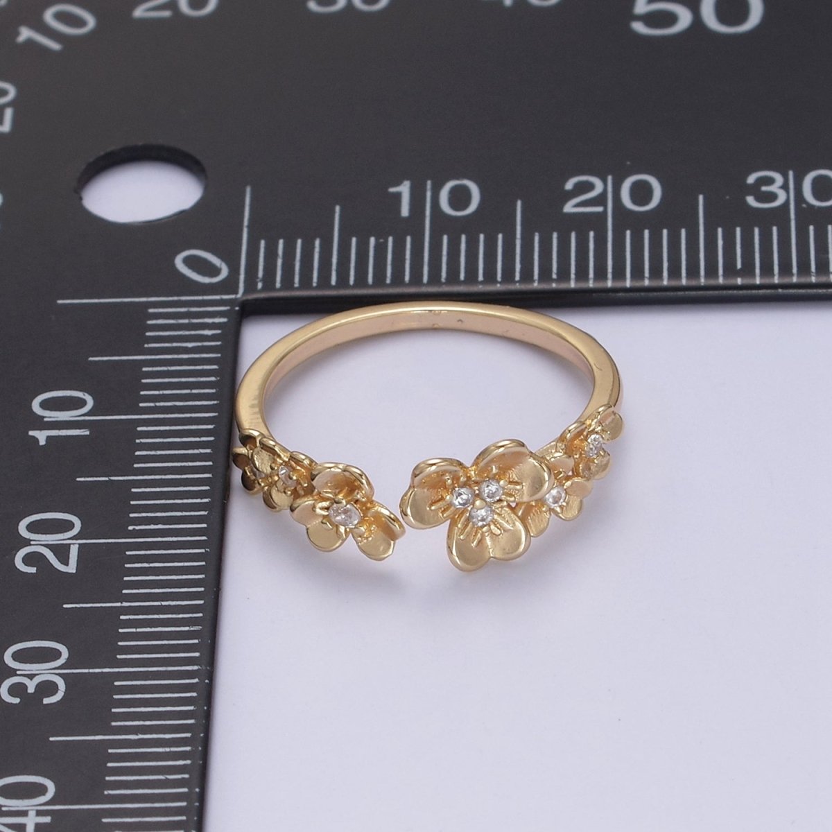 Dainty Daisy Ring in Gold Filled Silver Open Adjustable Flower Ring U-495 U-496 - DLUXCA