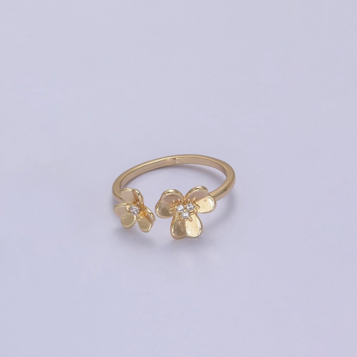 Dainty Daisy Ring in Gold / Silver Open Adjustable Flower Ring U-493 U-494 - DLUXCA