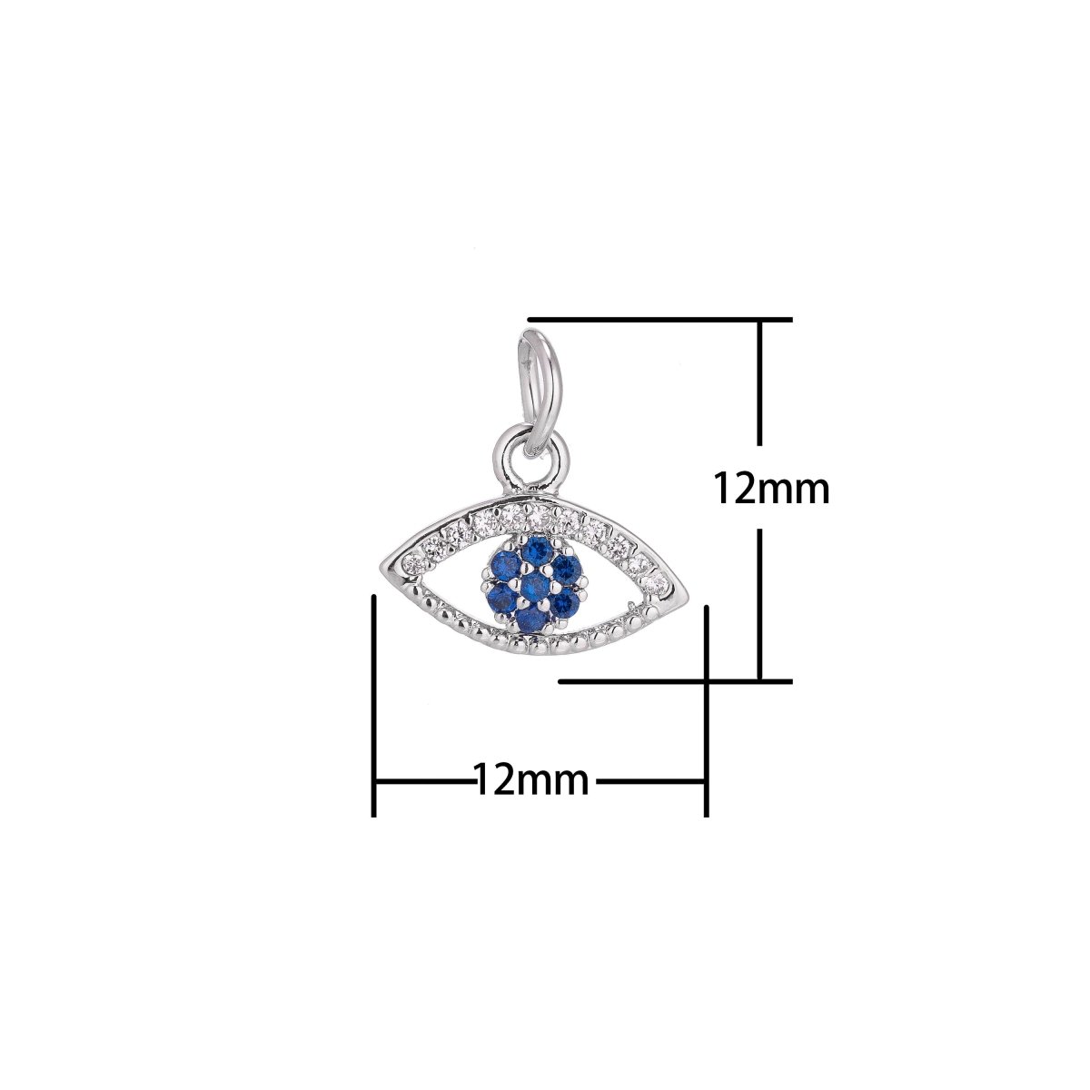 Dainty Delicate Tiny Evil Eye Charm Protection Necklace Micro Pave CZ Cubic Zirconia Blue Evil Eye Pendant 18kt Gold Filled / White Gold C-156 - DLUXCA