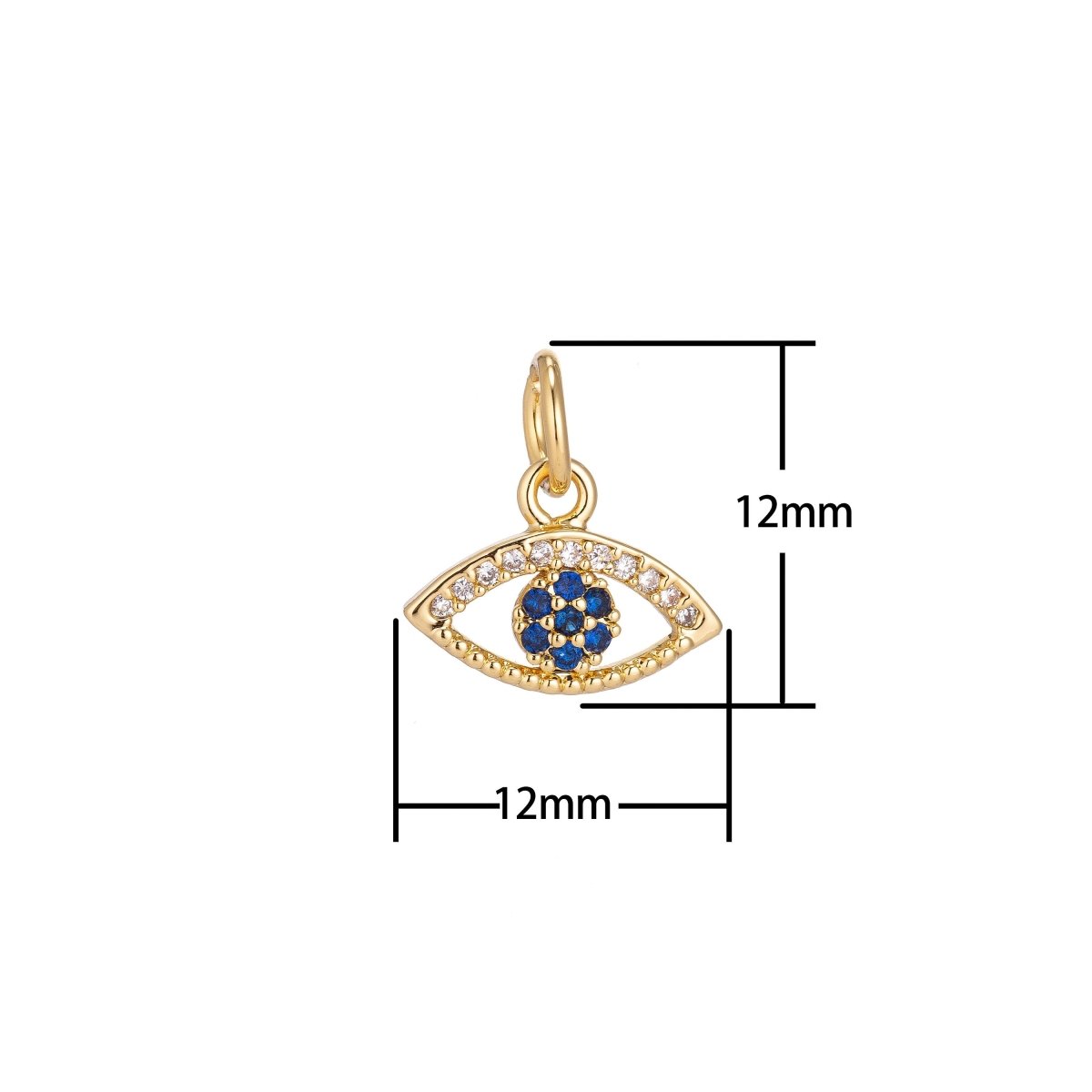 Dainty Delicate Tiny Evil Eye Charm Protection Necklace Micro Pave CZ Cubic Zirconia Blue Evil Eye Pendant 18kt Gold Filled / White Gold C-156 - DLUXCA