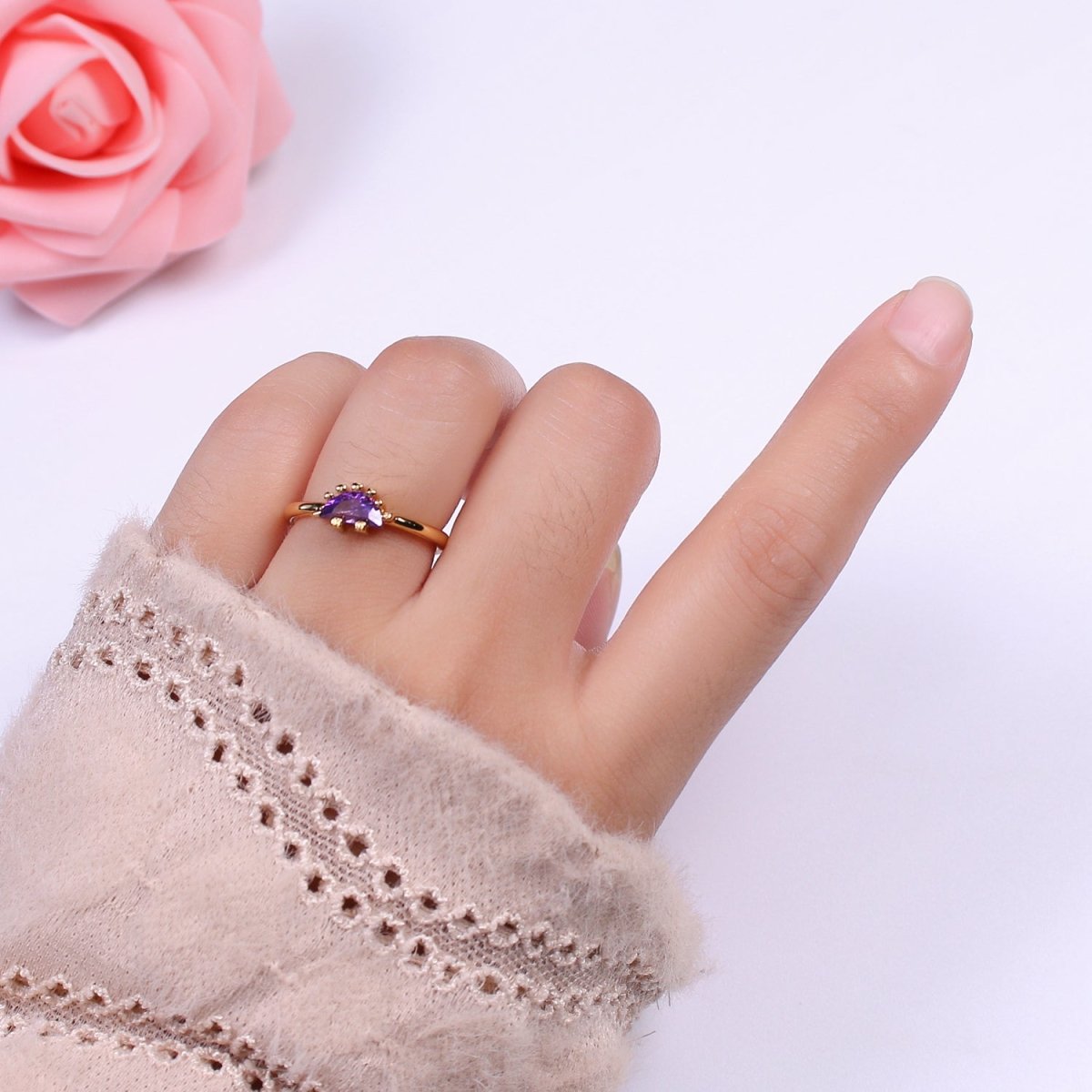 Dainty Dino Ring • Minimalist Dinosaurus Ring • Gold Open Adjustable Ring Cute Kawaii Dino U-151 ~ U-158 - DLUXCA