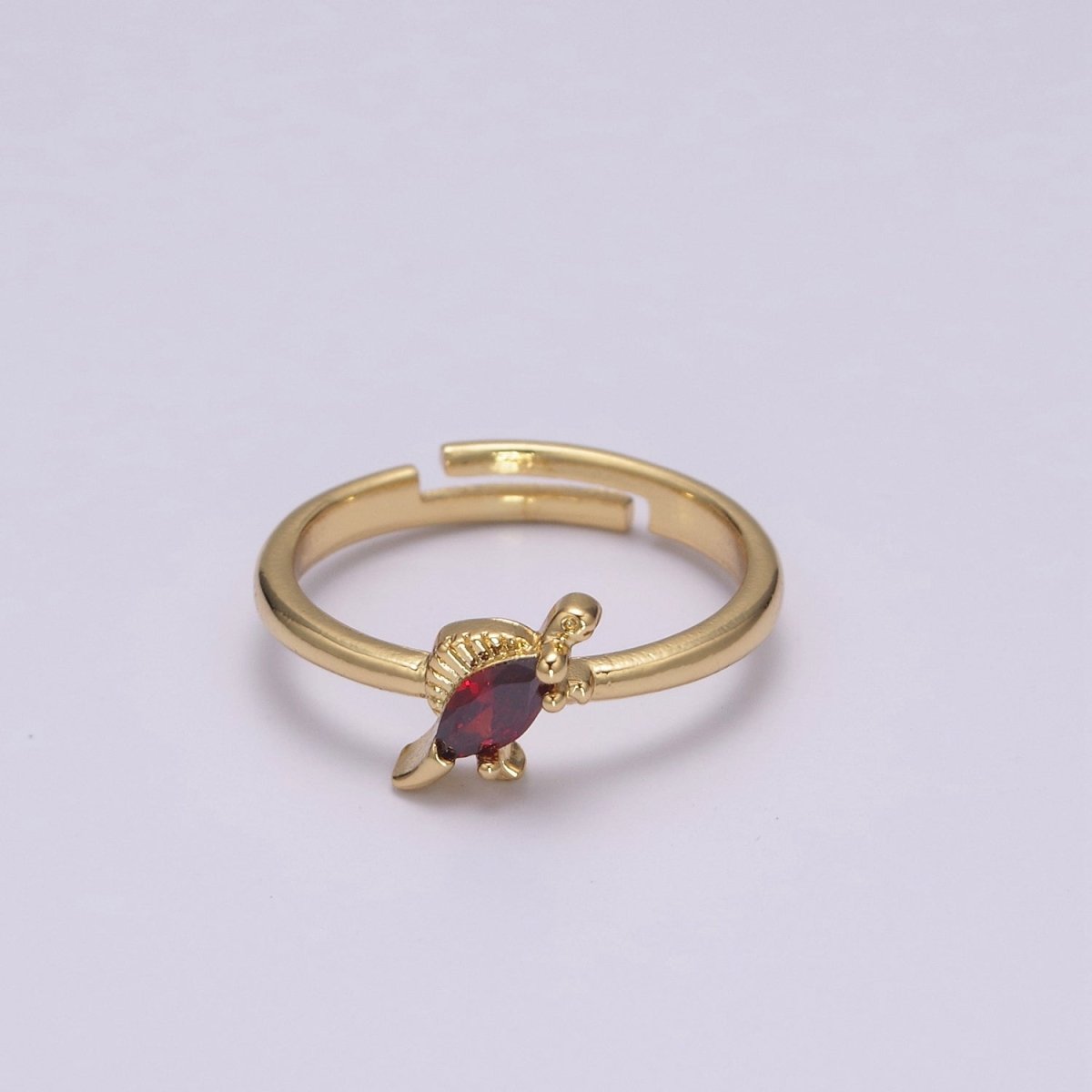 Dainty Dino Ring • Minimalist Dinosaurus Ring • Gold Open Adjustable Ring Cute Kawaii Dino U-151 ~ U-158 - DLUXCA