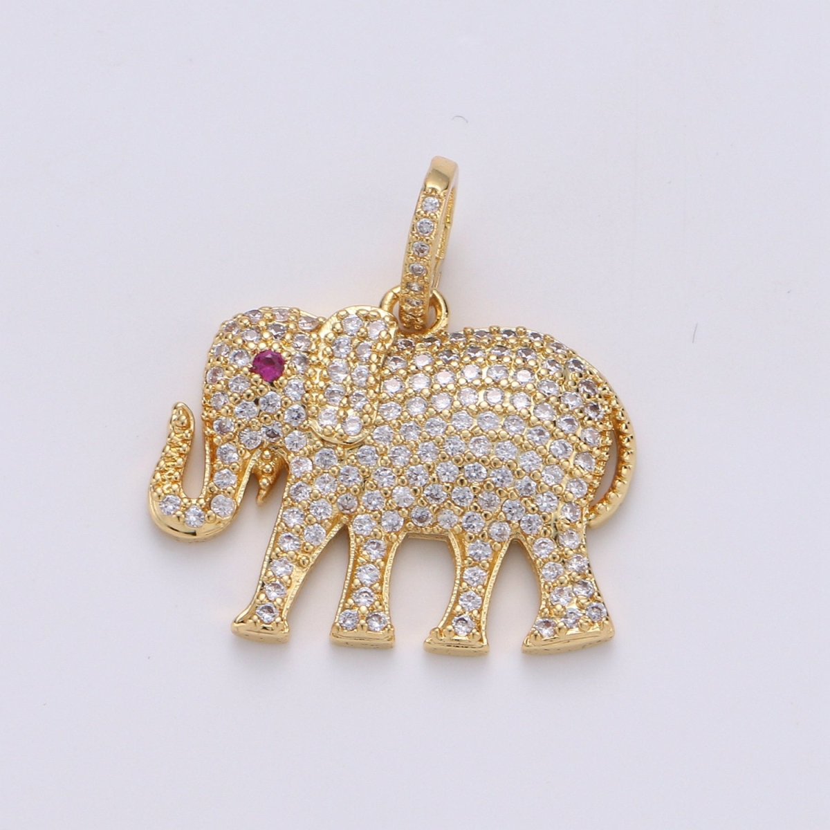 Dainty Elephant Charm, 14K Gold Filled Micro Pave CZ Elephant Pendant,Wild Animal Pendant Necklace Bracelet Earring Charms Dangle I-924 - DLUXCA