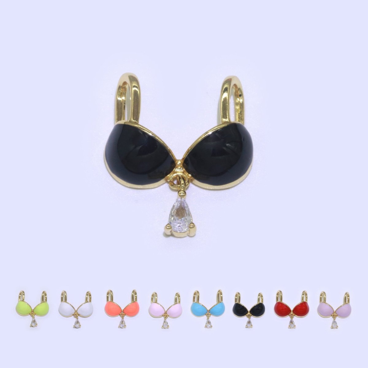 Dainty Enamel Bra Charm Cubic Dangle Tear Drop Shape Pendant 14K Gold Filled Bikini Charm for Statement Minimalist Necklace for Women F-884~F-891 - DLUXCA