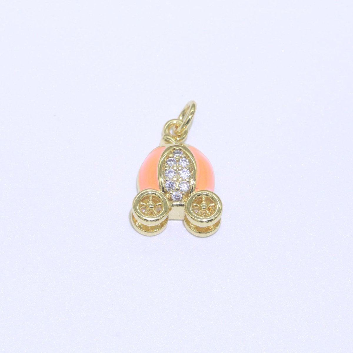 Dainty Enamel Carriage Charm Cinderella Carriage Charm, Pumpkin Necklace Pendant for Kids Jewelry Inspired Pink Green Orange Purple Charm M-339-M-346 - DLUXCA