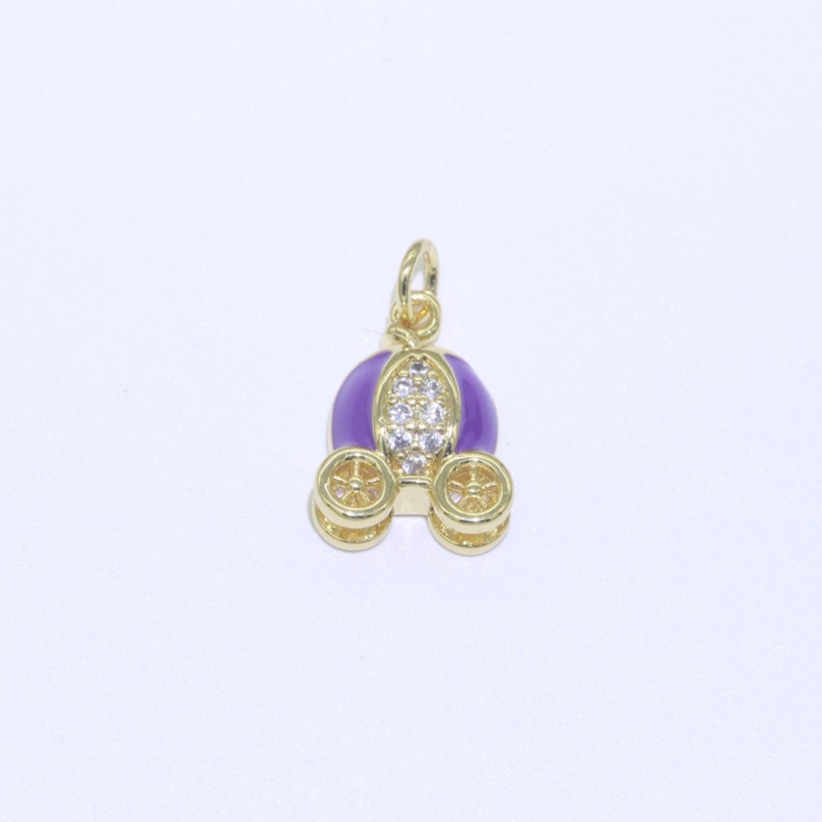 Dainty Enamel Carriage Charm Cinderella Carriage Charm, Pumpkin Necklace Pendant for Kids Jewelry Inspired Pink Green Orange Purple Charm M-339-M-346 - DLUXCA