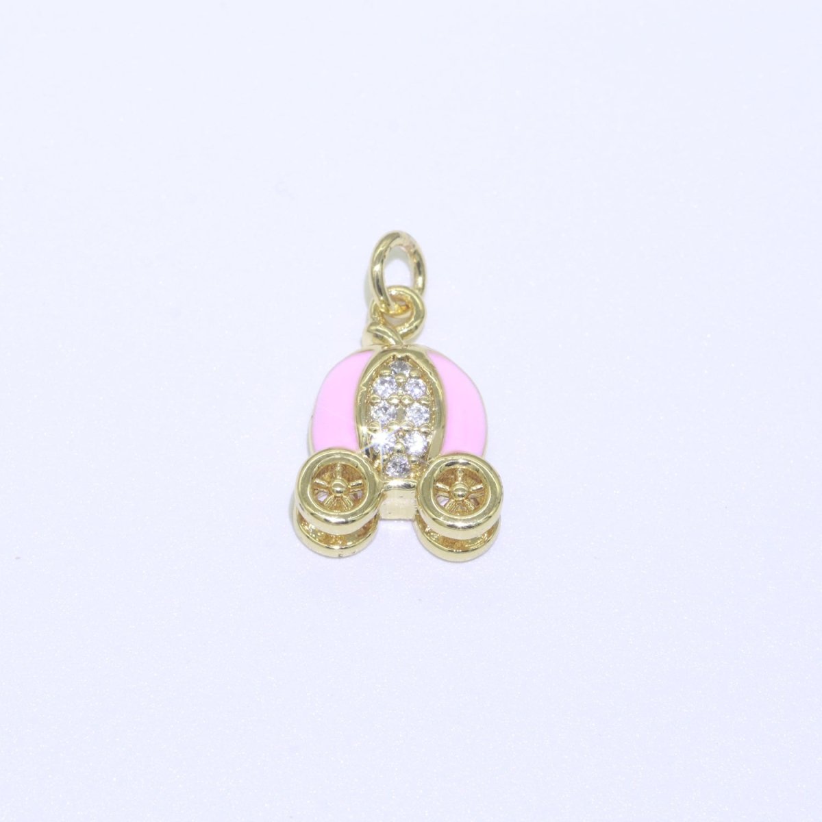 Dainty Enamel Carriage Charm Cinderella Carriage Charm, Pumpkin Necklace Pendant for Kids Jewelry Inspired Pink Green Orange Purple Charm M-339-M-346 - DLUXCA