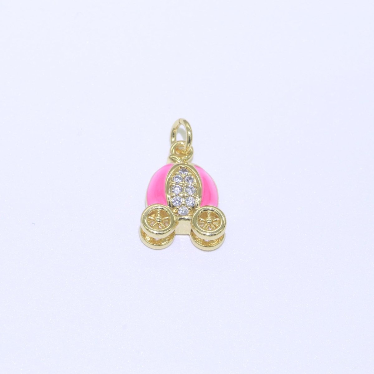 Dainty Enamel Carriage Charm Cinderella Carriage Charm, Pumpkin Necklace Pendant for Kids Jewelry Inspired Pink Green Orange Purple Charm M-339-M-346 - DLUXCA