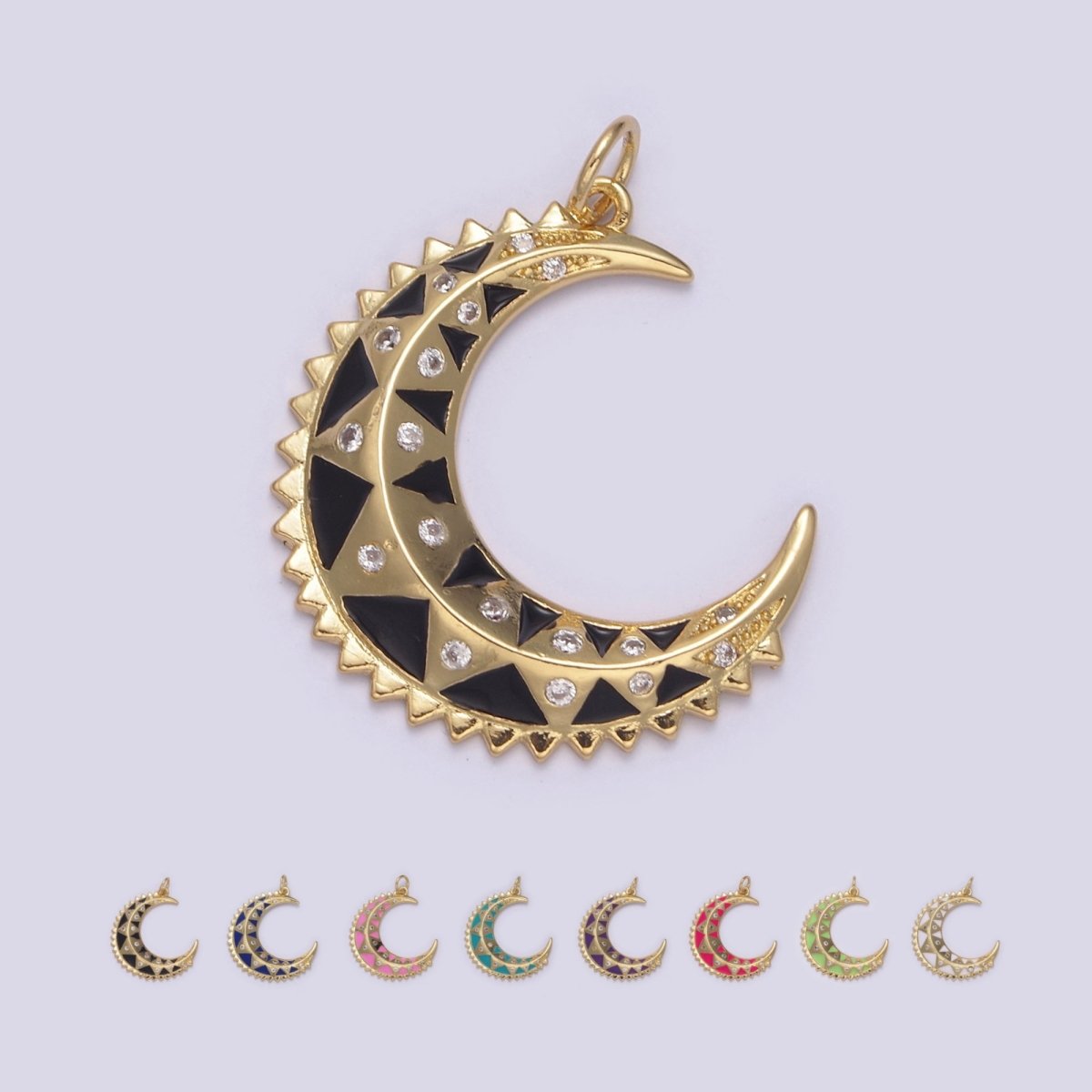 Dainty Enamel Crescent Moon Charm, Celestial Jewelry Gold Moon Pendant, 14K Gold Filled Moon Charm Pendant for Necklace Bracelet Charm Supply N-736 - N-743 - DLUXCA