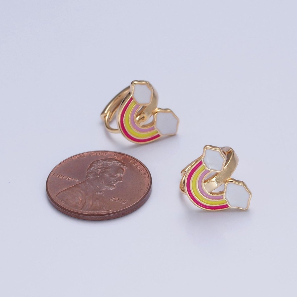Dainty Enamel Rainbow Huggie Earring Kawaii Cloud Earring T-433 - DLUXCA