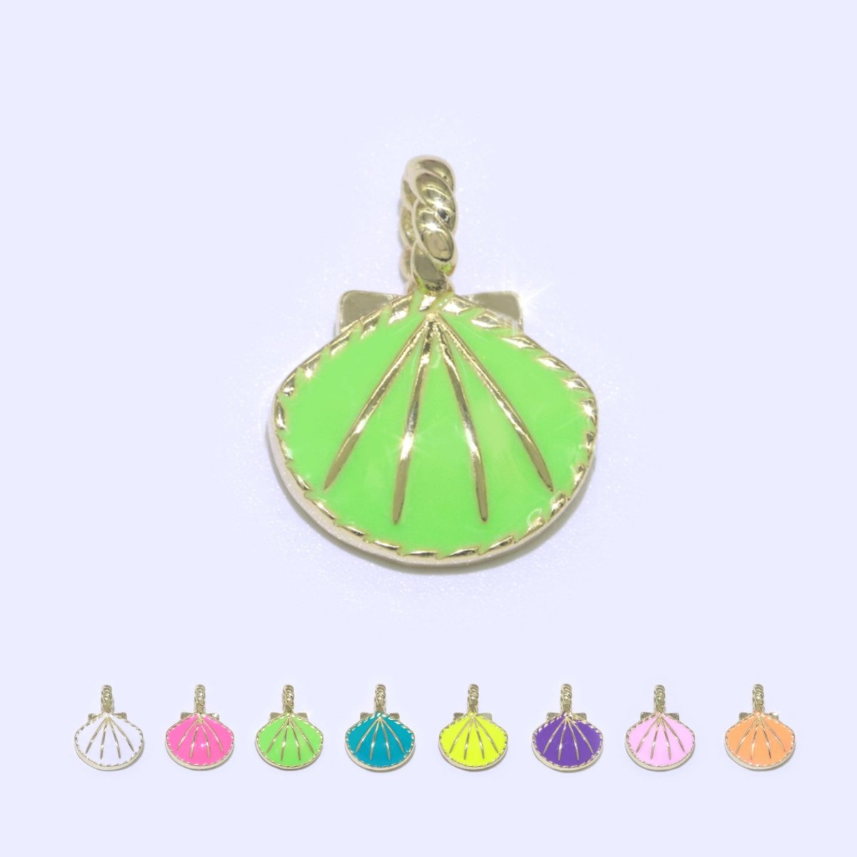 Dainty Enamel Sea Shell Charm, Seashell Charm, Oyster Necklace Pendant, Under the sea Beach Jewelry Inspired Pink Green Orange Purple Charm J-870~J-877 - DLUXCA