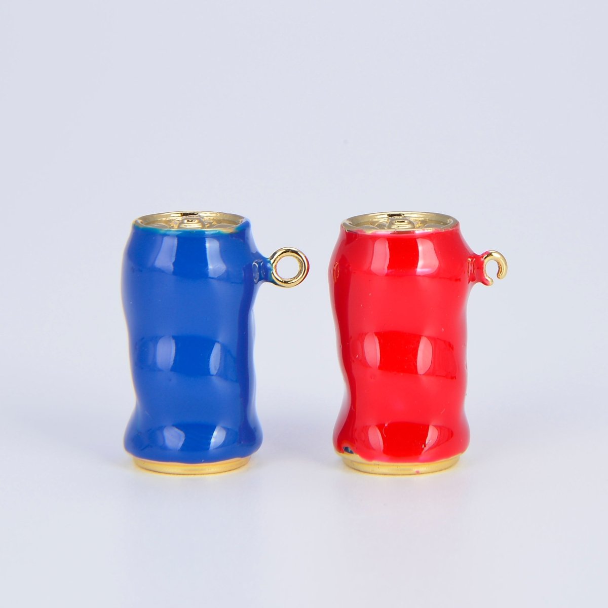 Dainty Enamel Soda Can Bead Spacer Red Blue Can Barrell Charm Bead for Bracelet Beaded Component E-815 E-816 - DLUXCA