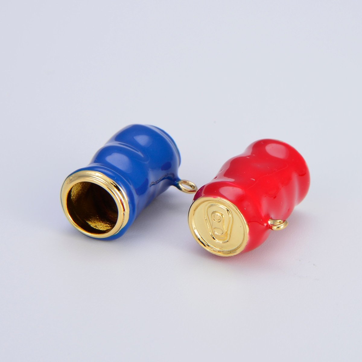 Dainty Enamel Soda Can Bead Spacer Red Blue Can Barrell Charm Bead for Bracelet Beaded Component E-815 E-816 - DLUXCA