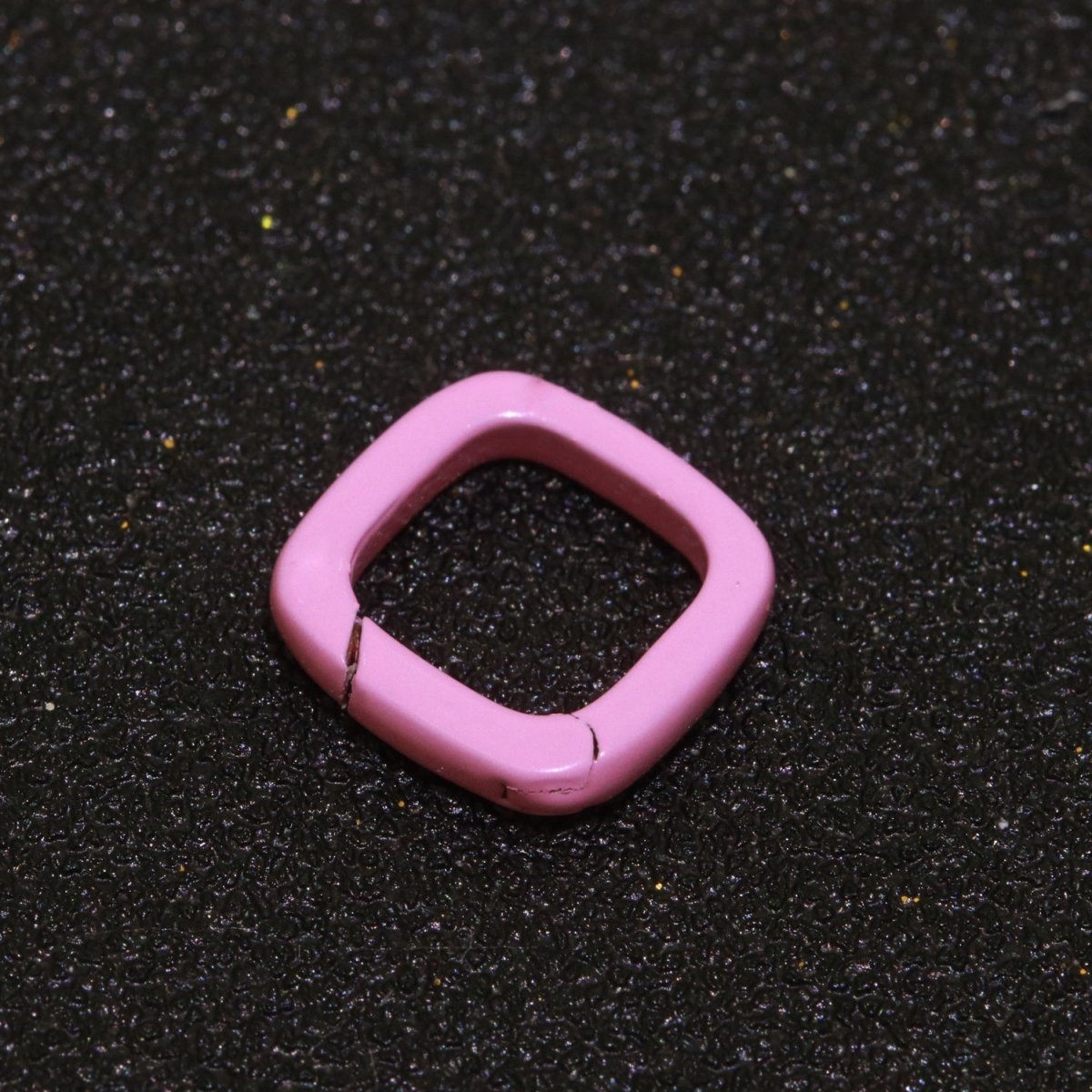 Dainty Enamel Spring Gate Ring, Push Gate ring, 12mm Square Ring, Charm Holder Pink Green Red Clasp for Link Connector Clasp L-410~L-418 - DLUXCA