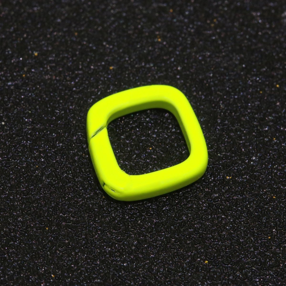 Dainty Enamel Spring Gate Ring, Push Gate ring, 12mm Square Ring, Charm Holder Pink Green Red Clasp for Link Connector Clasp L-410~L-418 - DLUXCA