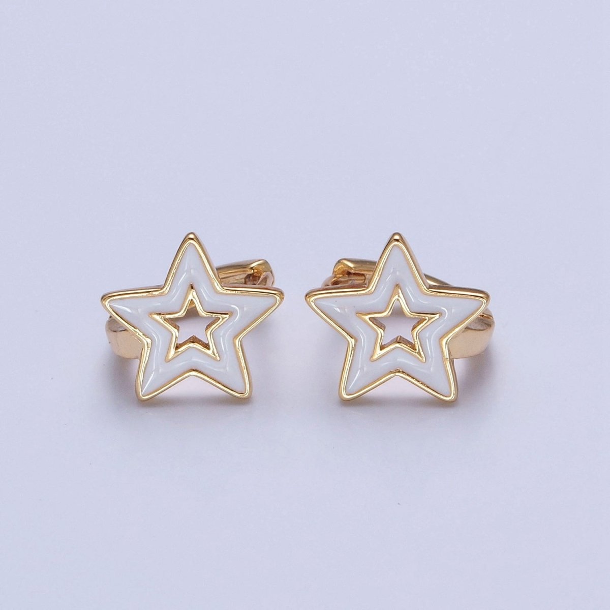 Dainty Enamel Star Huggie Earring Red Black White Star Earring T-442 ~ T-444 - DLUXCA