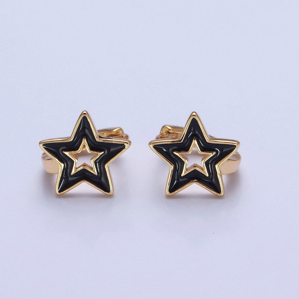 Dainty Enamel Star Huggie Earring Red Black White Star Earring T-442 ~ T-444 - DLUXCA