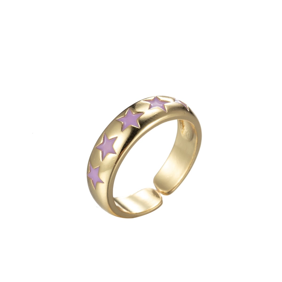 Dainty Enamel Star Ring Open Adjustable Gold Filled Stackable Celestial Ring - DLUXCA